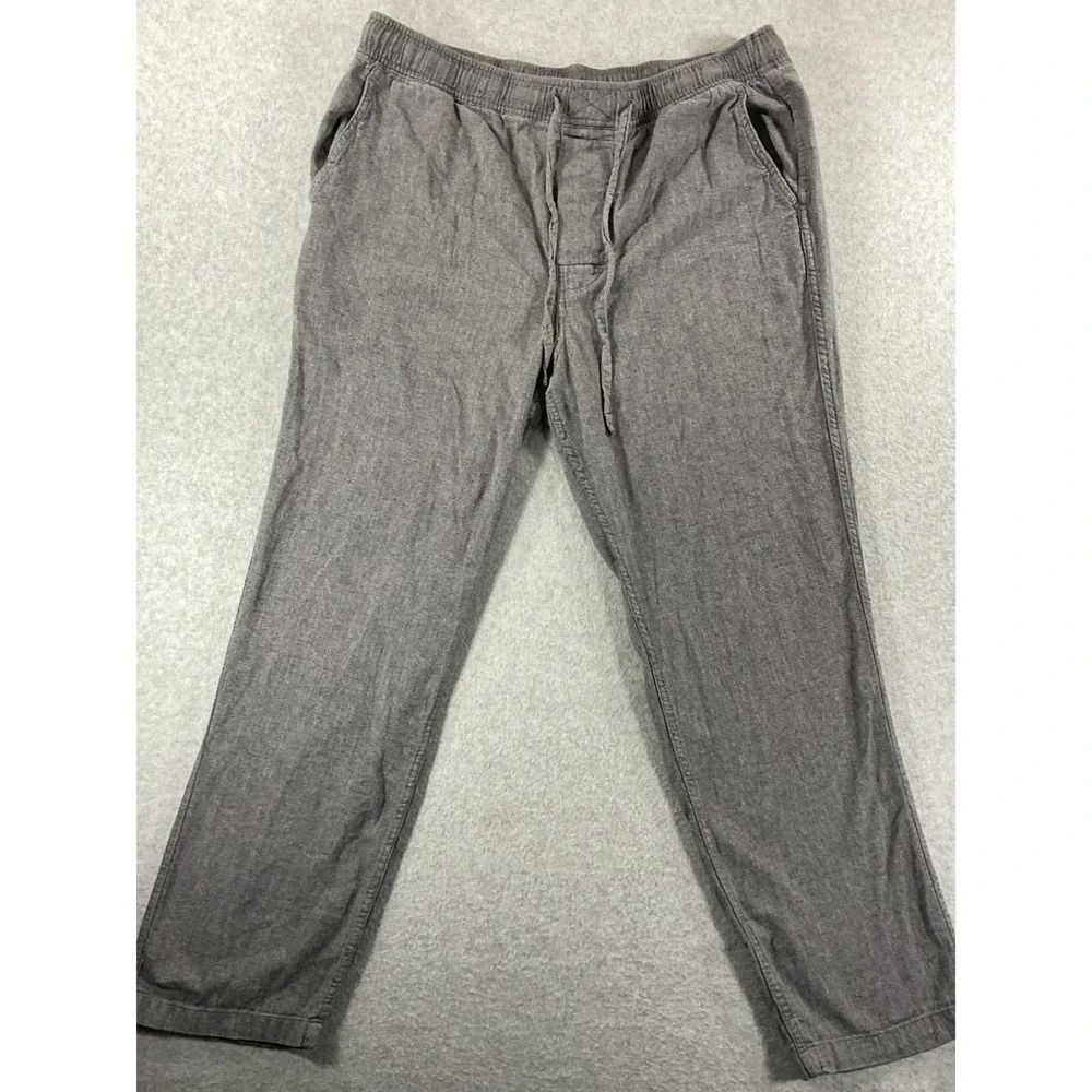 J.Crew Mens Grey Herringbone Cotton Lounge Pants Drawstring Joggers Size L #927